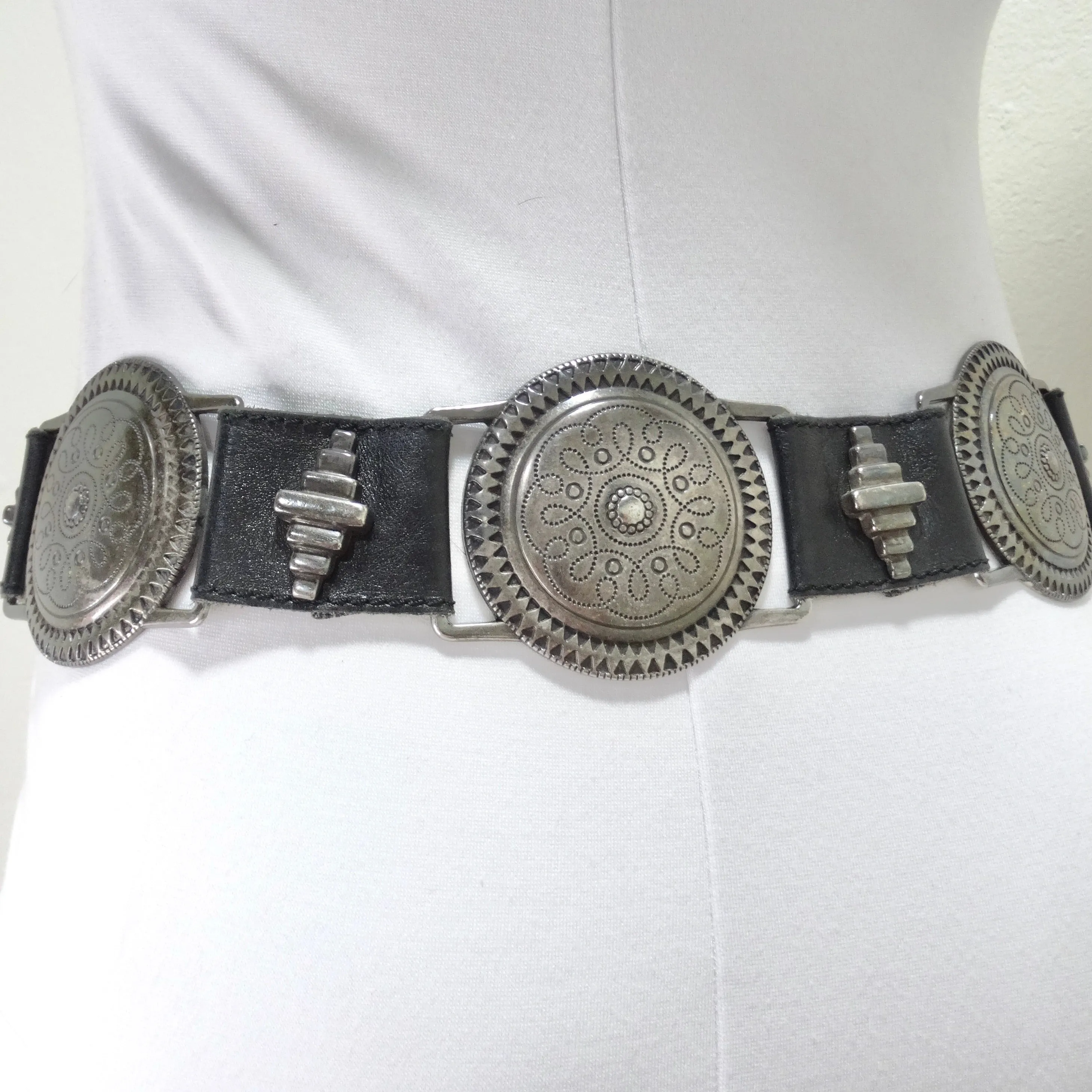 1980s Black Leather Belt