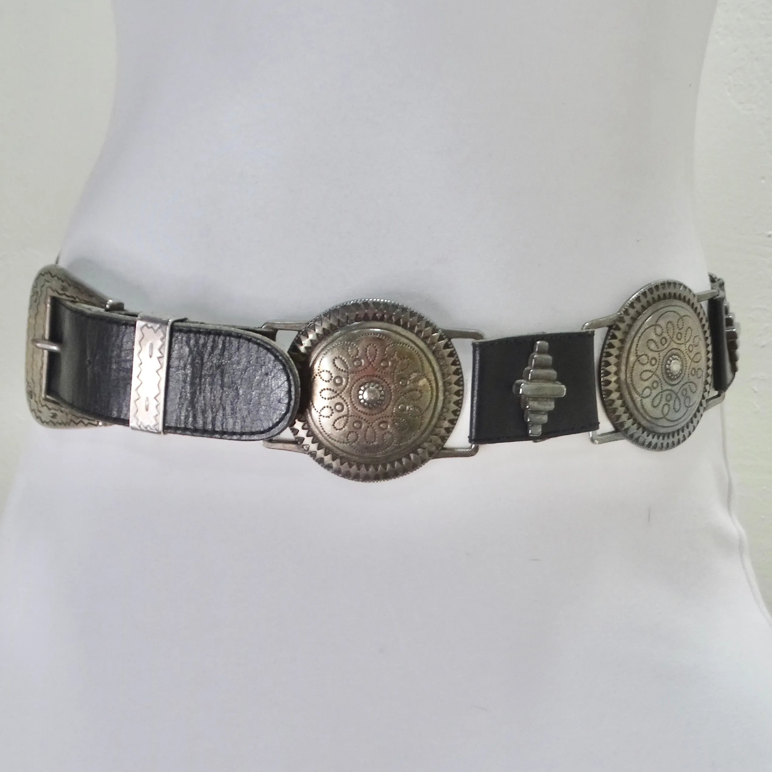 1980s Black Leather Belt