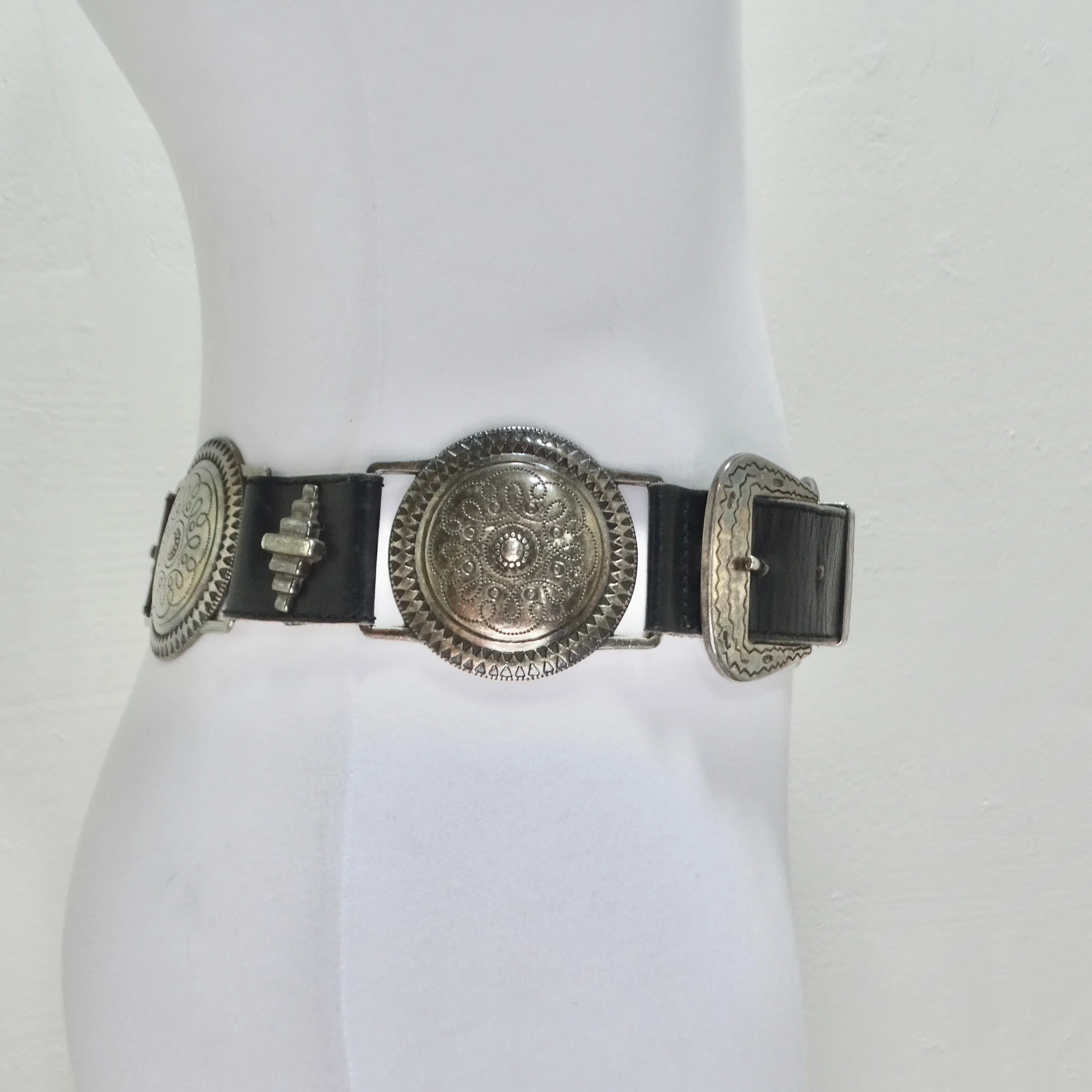 1980s Black Leather Belt