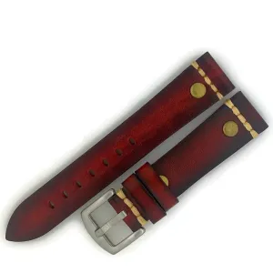 20MM Wax Red Leather Watch Band