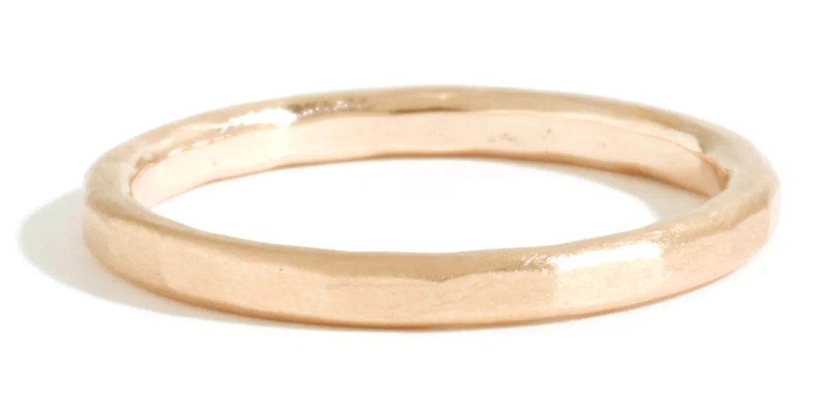2mm Solid Hammered Band - 14k Yellow Gold