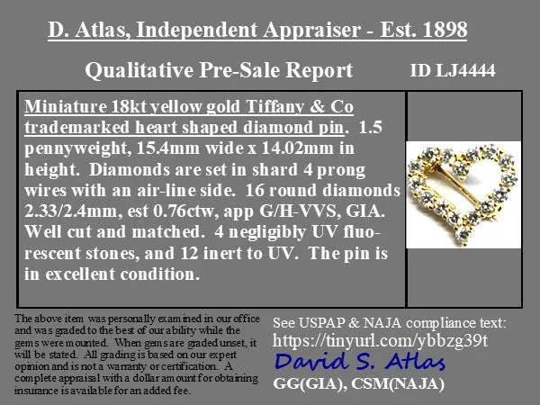 .76ctw Diamond Heart Pin by Tiffany & Co.