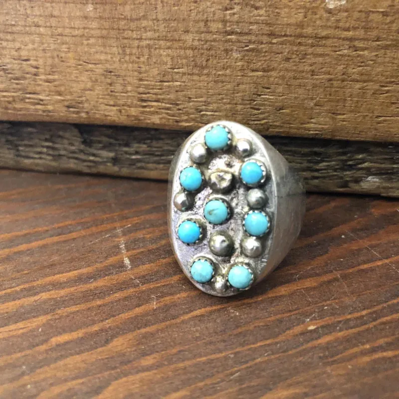 8-Stone Turquoise Studded Ring | Vintage