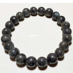 8mm Black Labradorite Beaded Elastic Stretch Bracelet