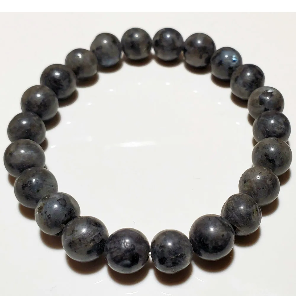 8mm Black Labradorite Beaded Elastic Stretch Bracelet