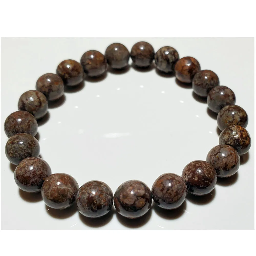 8mm Petrified Wood Beaded Elastic Stretch Bracelet