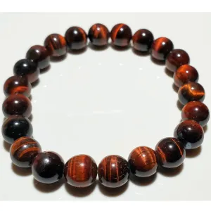 8mm Red Tigers Eye Beaded Elastic Stretch Bracelet