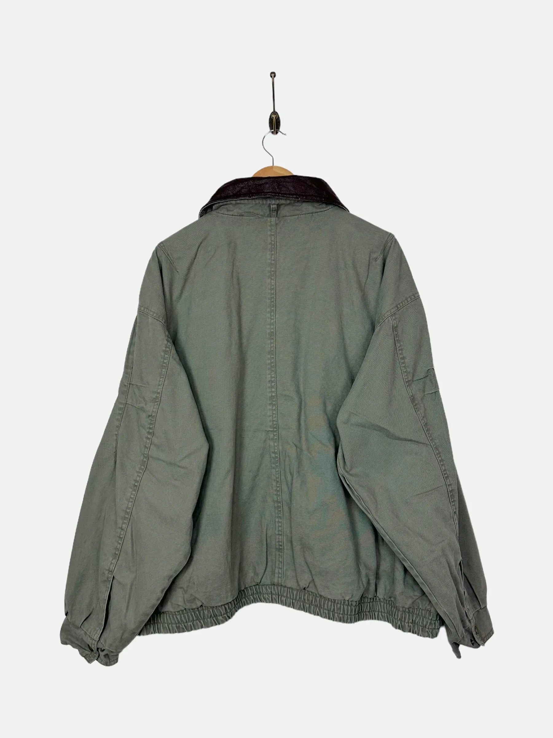 90's Green Bay Packers NFL Embroidered Vintage Leather Collar Jacket Size XL-2XL