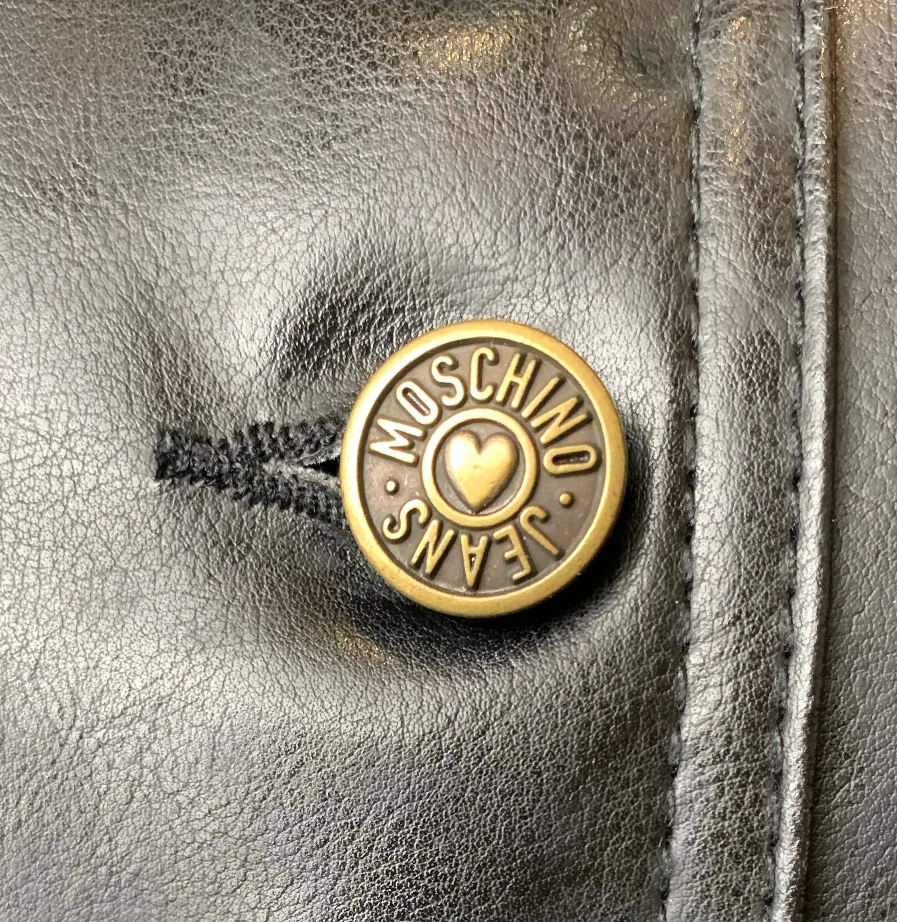 90s Moschino Jeans Faux Leather Brass Hand-Studded Heart Vest