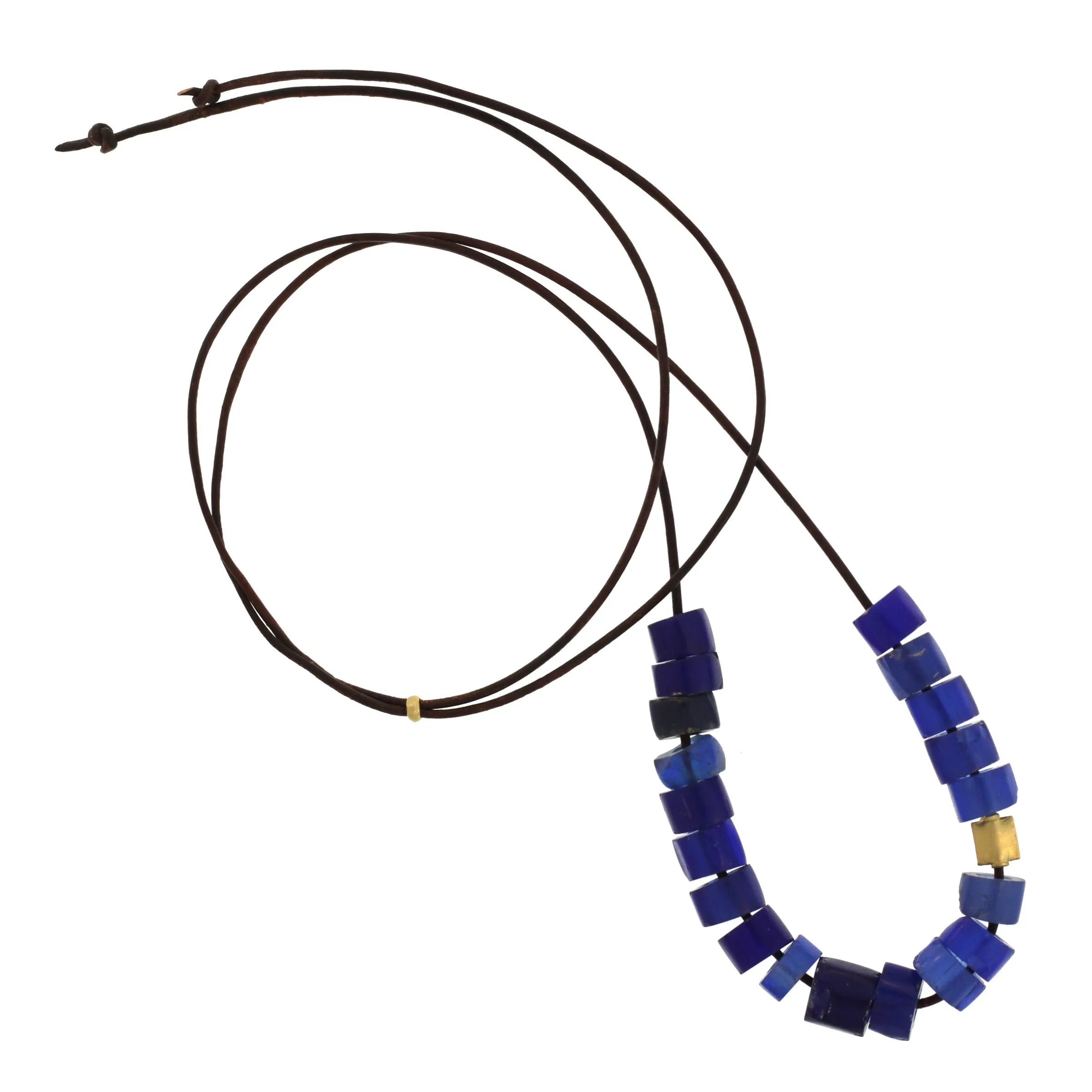 A Blue Antique Glass Bead Necklace