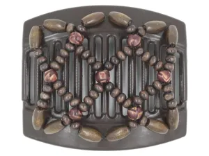 African Butterfly Thick Hair Comb - Ndebele Brown 158