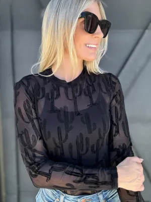 All About Cactus Mesh Top In Black