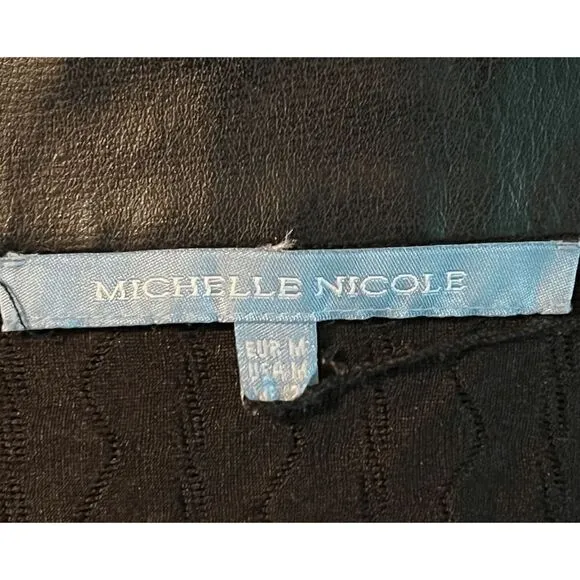 Amazing Michelle Nicole Leather Collar &amp; Cuffs Zip Up Cardigan Shirt - M