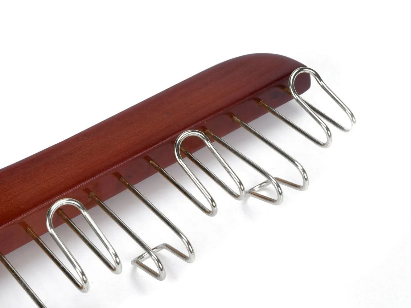 Amber Home Gugertree Wooden Collection Multifunctional Closet Accessories 12 Belt and Tie Hanger Cherry Color (Chrome Hook)