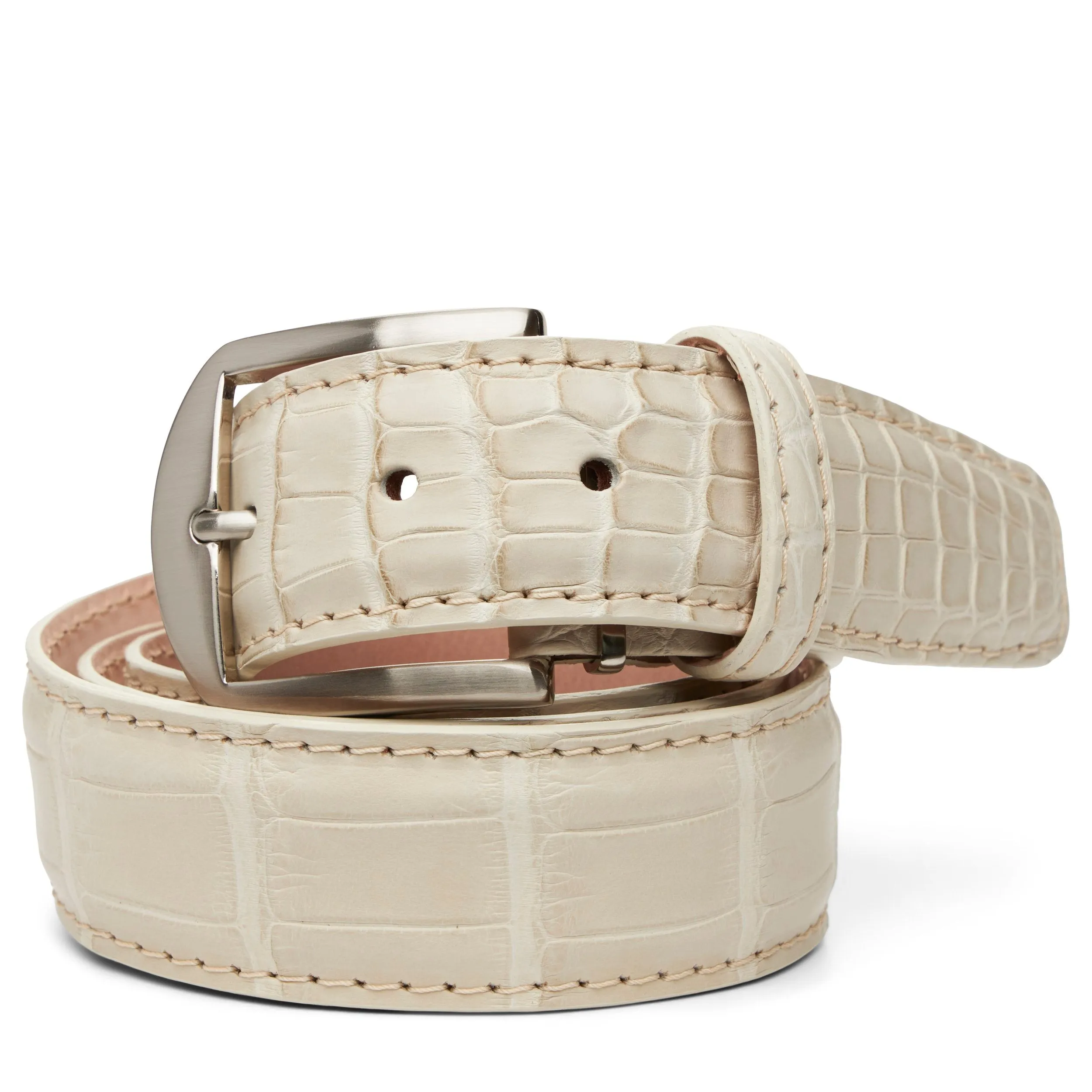 American Alligator Custom Belt 40mm in White Smoke