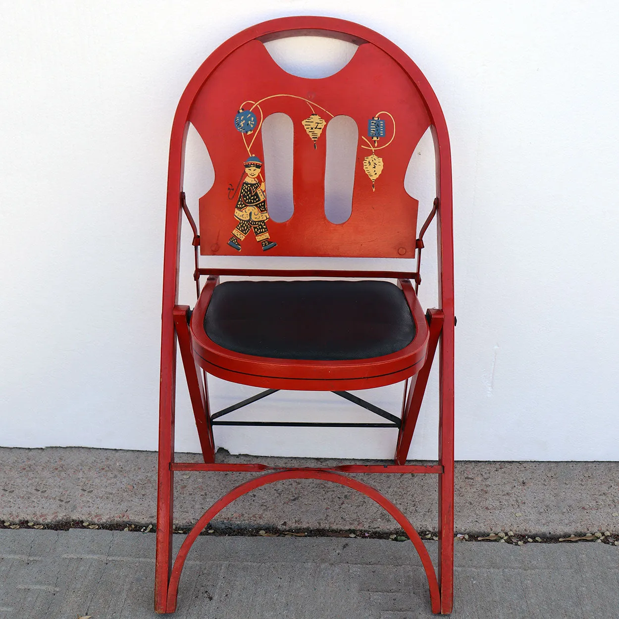 American Louis Rastetter Painted Wood Mahjong/Games Table, 4 Chairs, Games