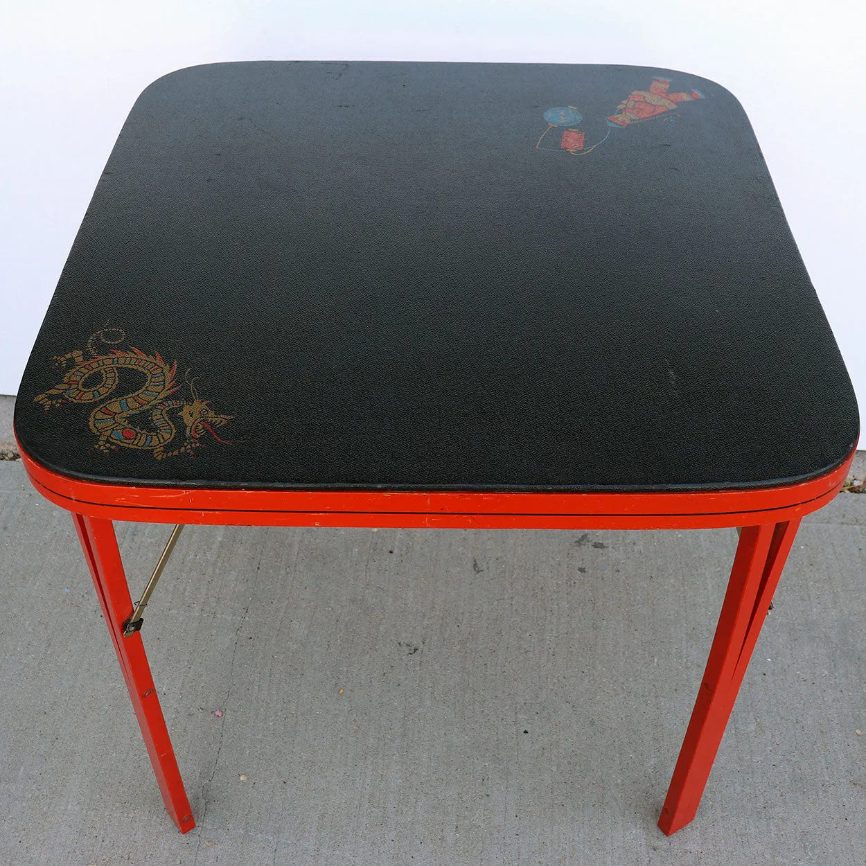 American Louis Rastetter Painted Wood Mahjong/Games Table, 4 Chairs, Games
