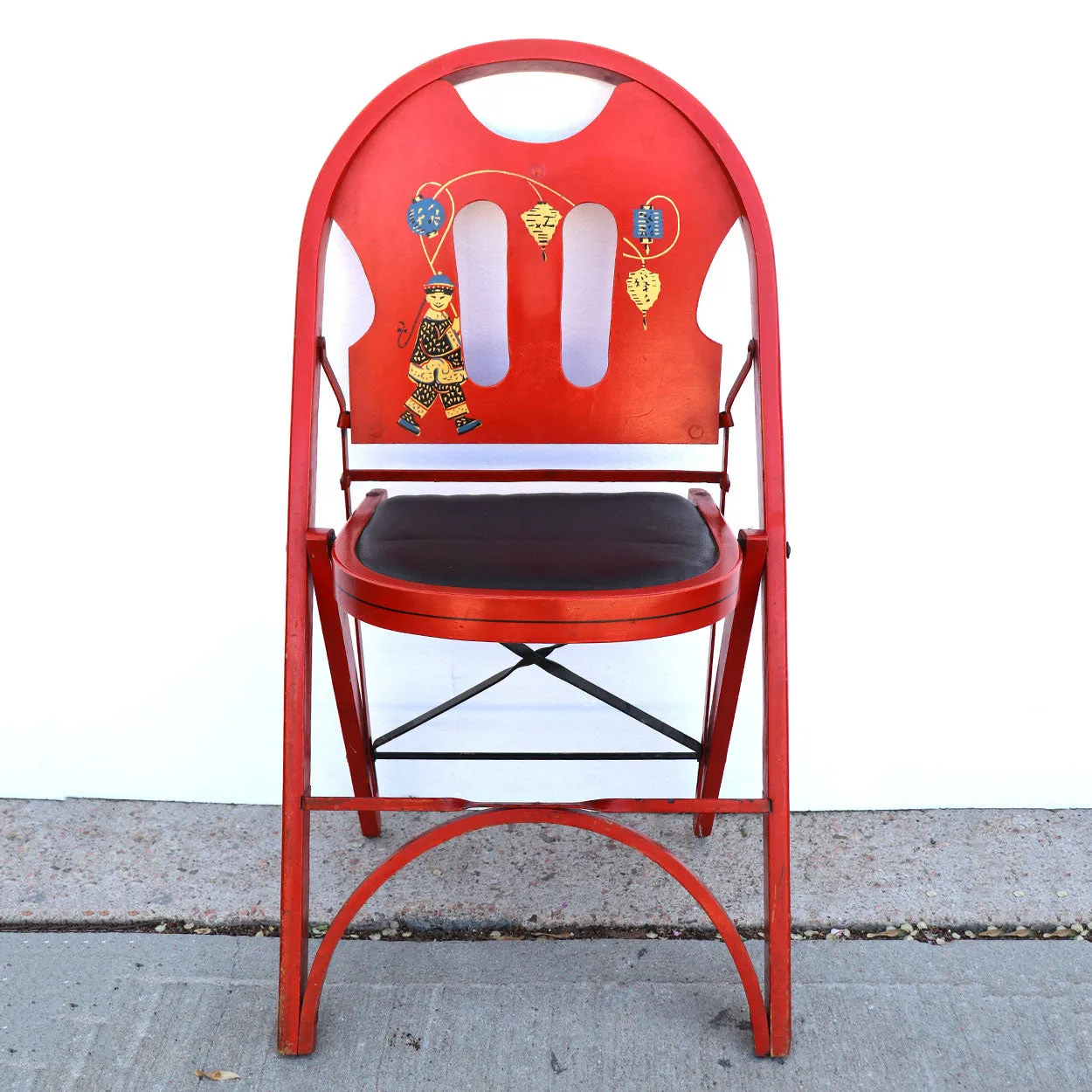 American Louis Rastetter Painted Wood Mahjong/Games Table, 4 Chairs, Games