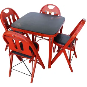 American Louis Rastetter Painted Wood Mahjong/Games Table, 4 Chairs, Games