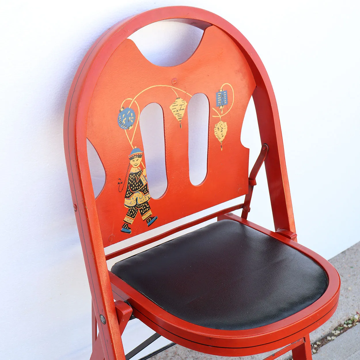 American Louis Rastetter Painted Wood Mahjong/Games Table, 4 Chairs, Games