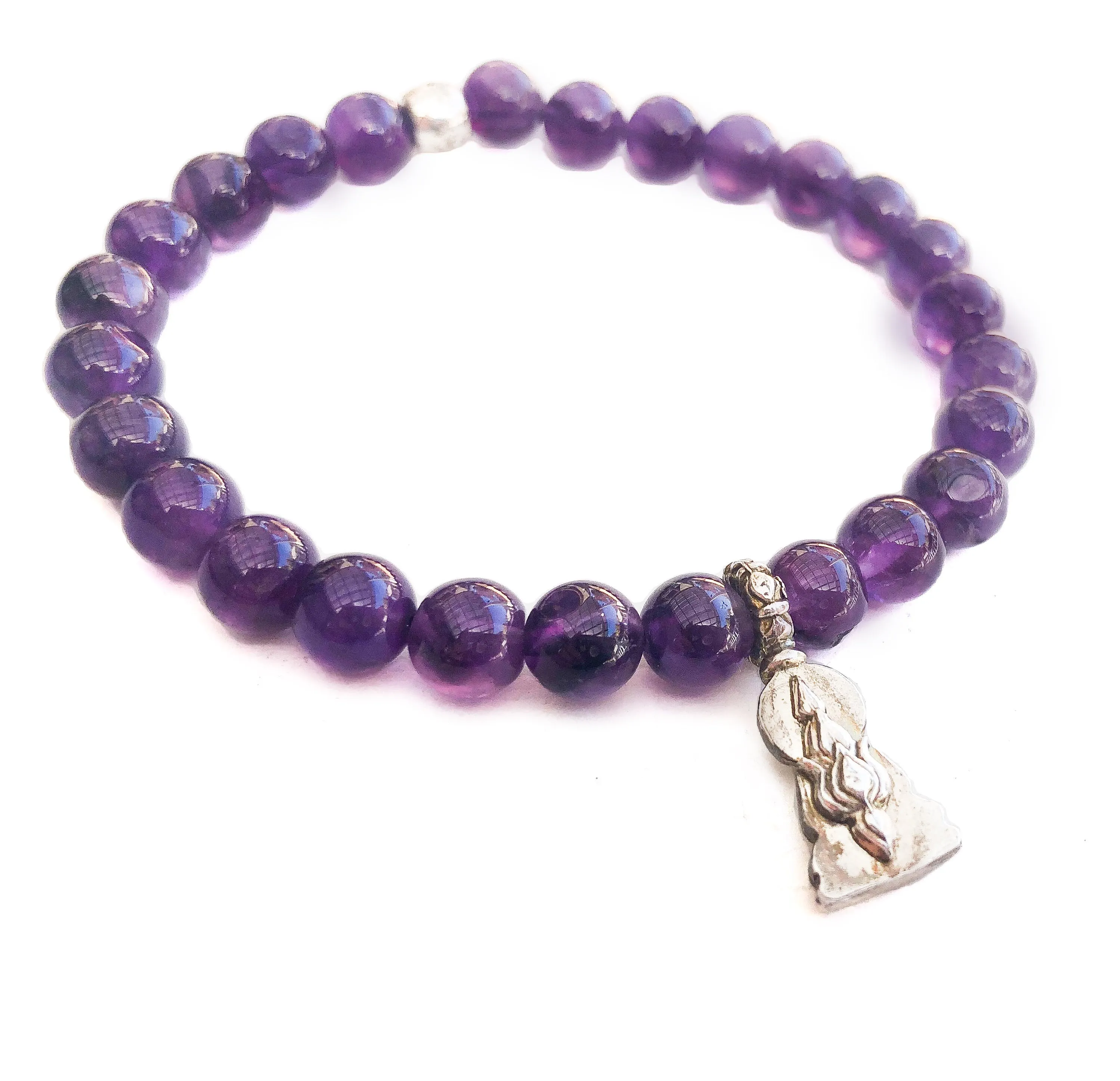 Amethyst Sterling Silver Logo Stretch Bracelet