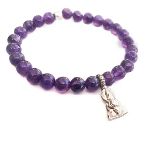Amethyst Sterling Silver Logo Stretch Bracelet