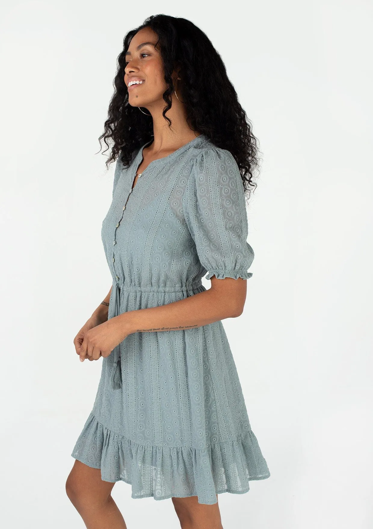 Annika Eyelet Mini Dress