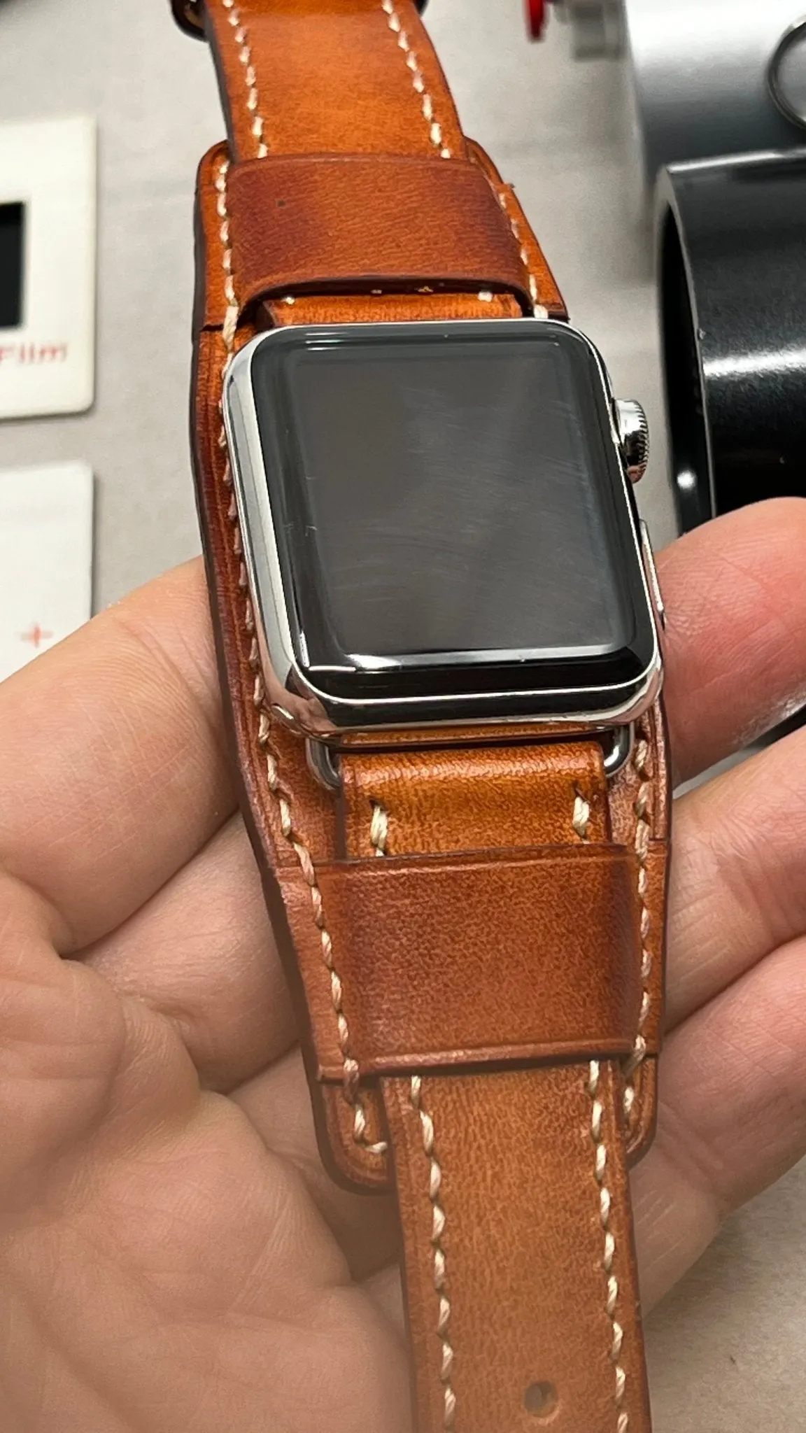 Apple Watch Band in Bund Strap, Apple Watch Ultra 49mm 41mm, Vintage Brown Aged Leather Apple Watch Band Women
