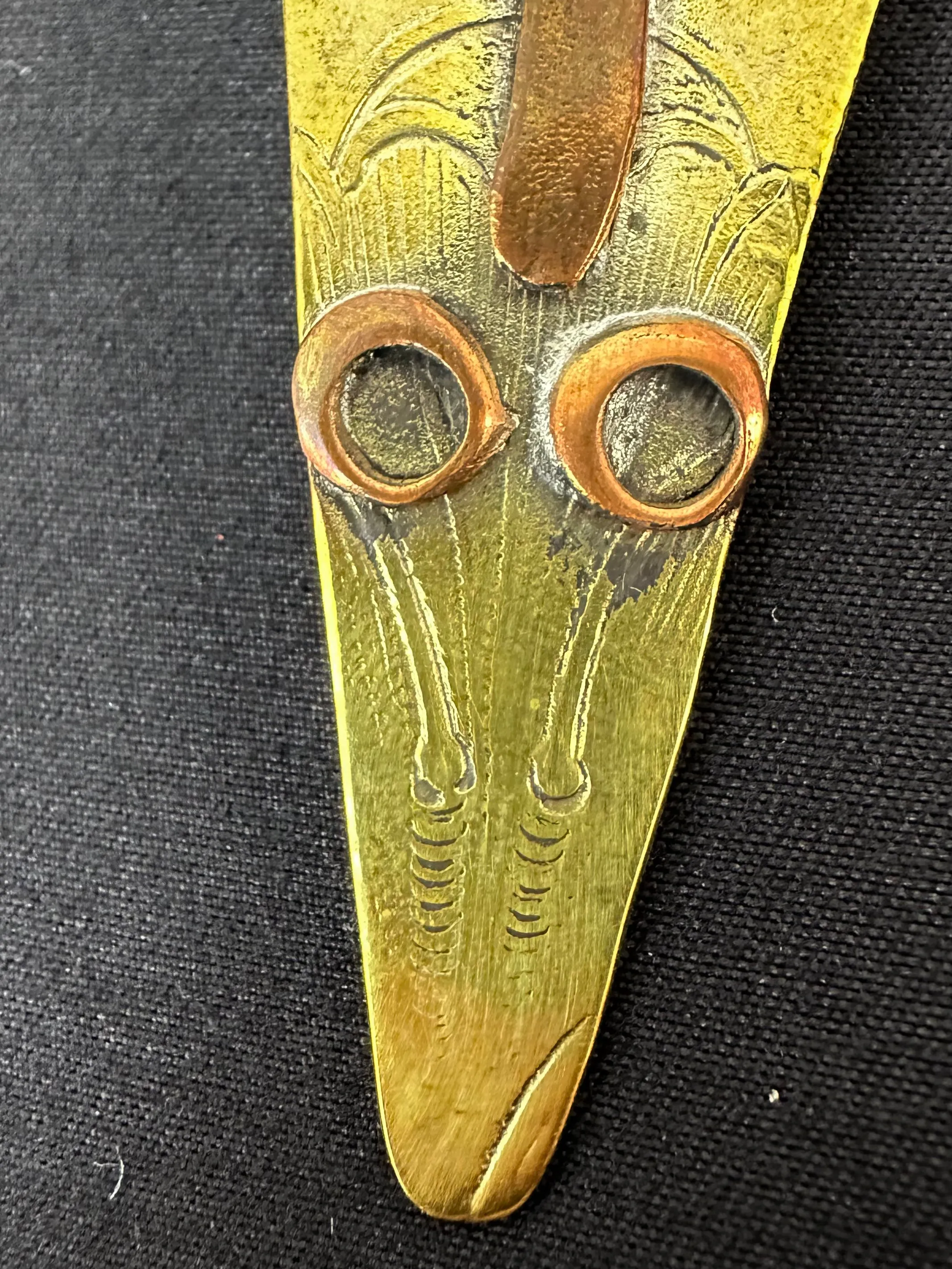 Art-To-Wear Leather & Brass Face Necklace