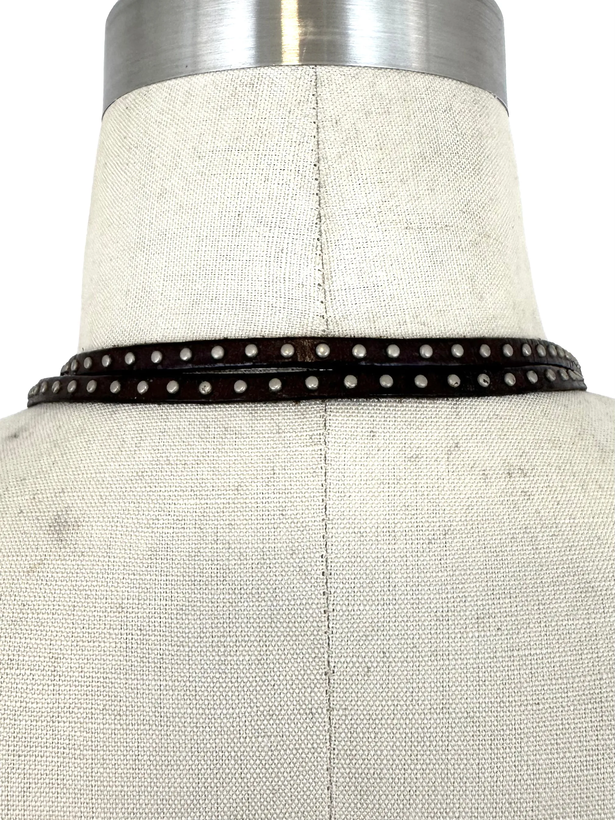 Art-To-Wear Leather & Brass Face Necklace