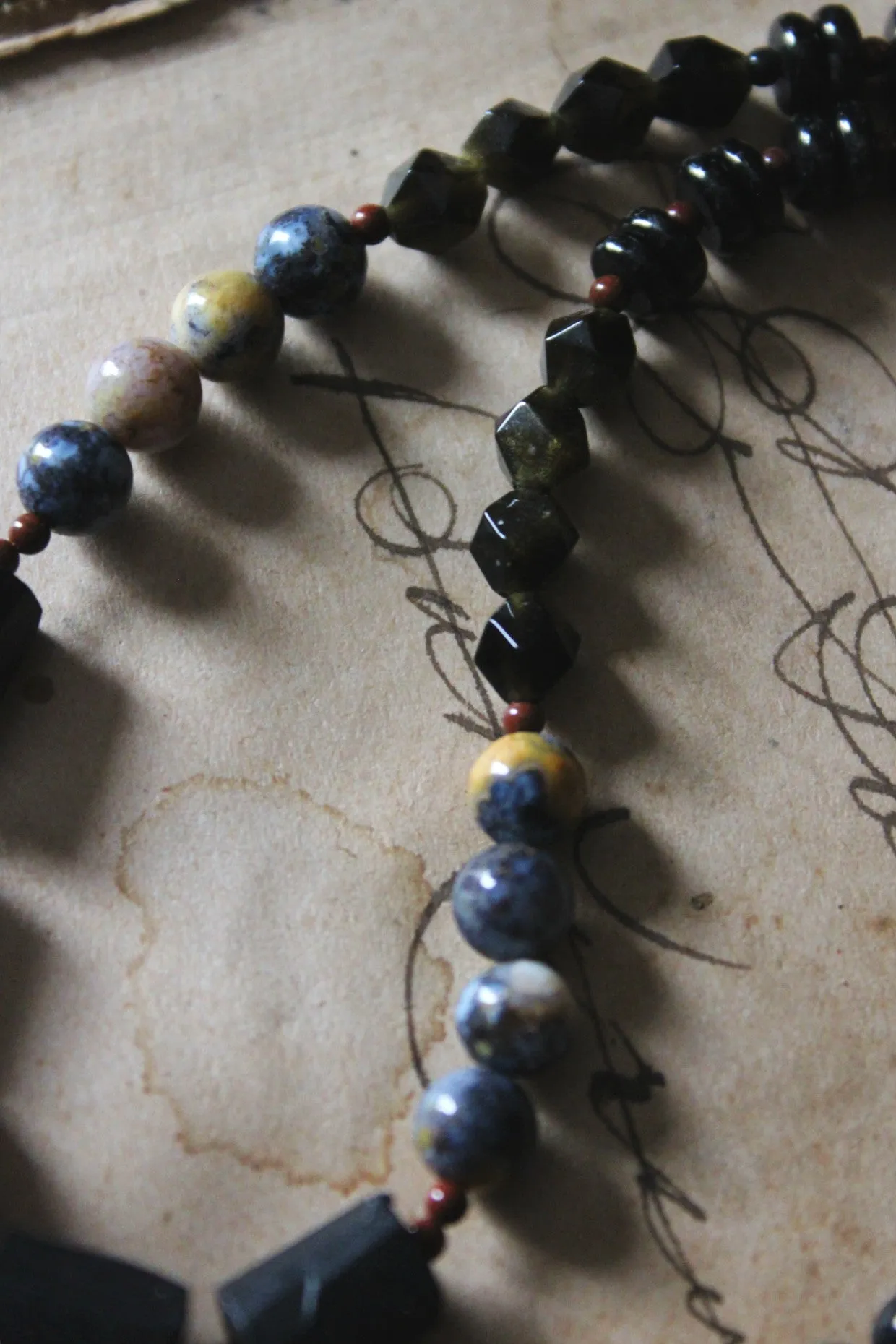 Ashlar. Black Tourmaline Beaded Necklace.