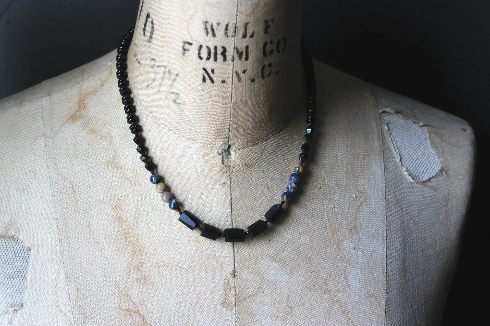 Ashlar. Black Tourmaline Beaded Necklace.