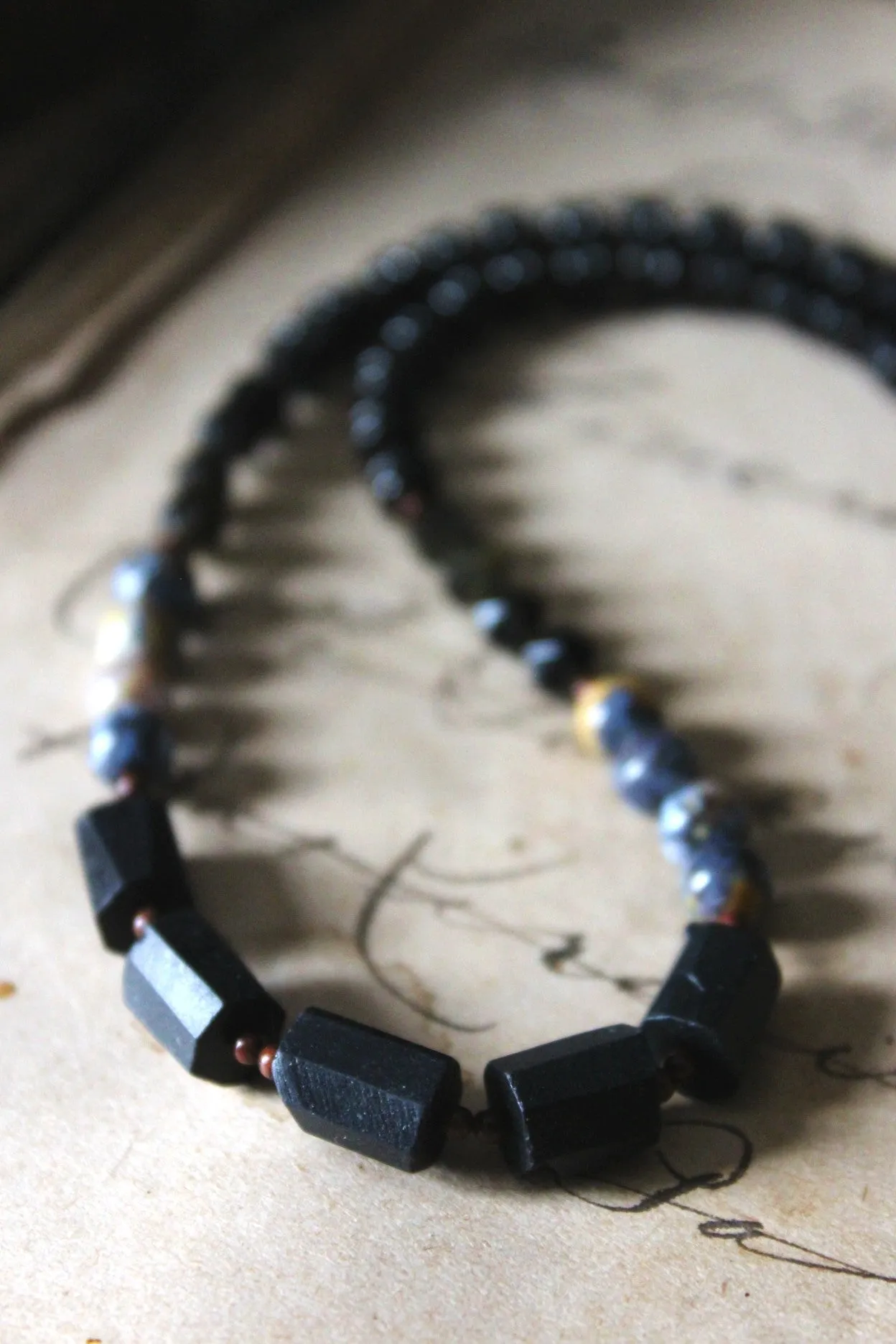 Ashlar. Black Tourmaline Beaded Necklace.