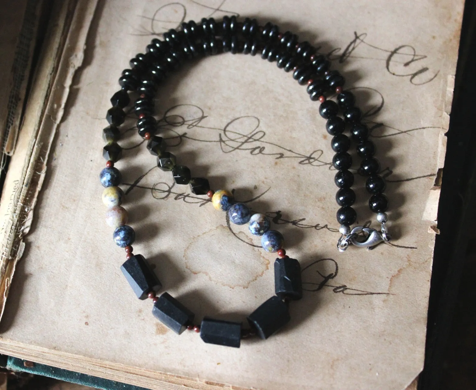 Ashlar. Black Tourmaline Beaded Necklace.