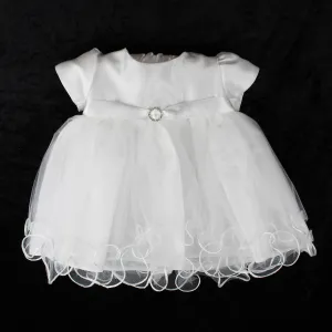 Baby Girls White Christening Baptism Dress with diamante buckle