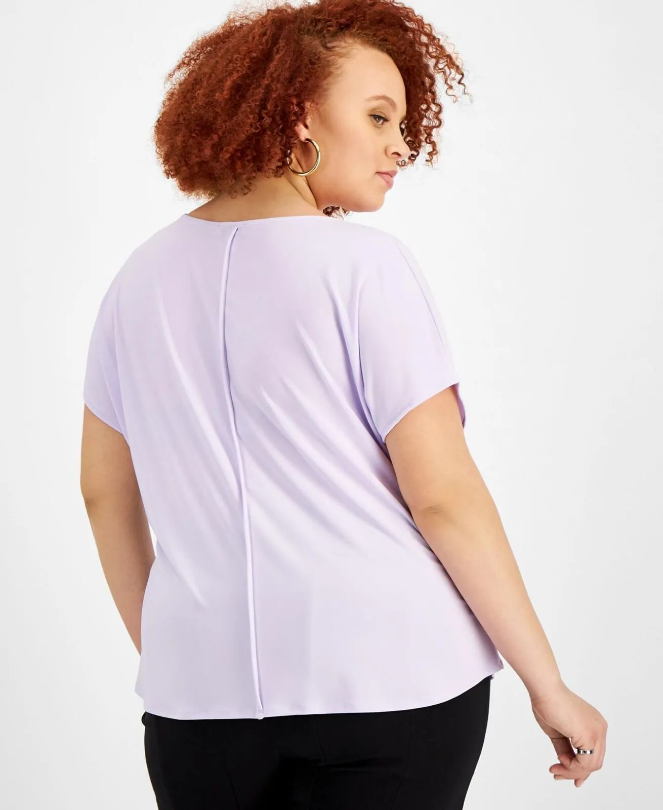 Bar III Womens Plus Size Seamed V-Neck Top 10819154