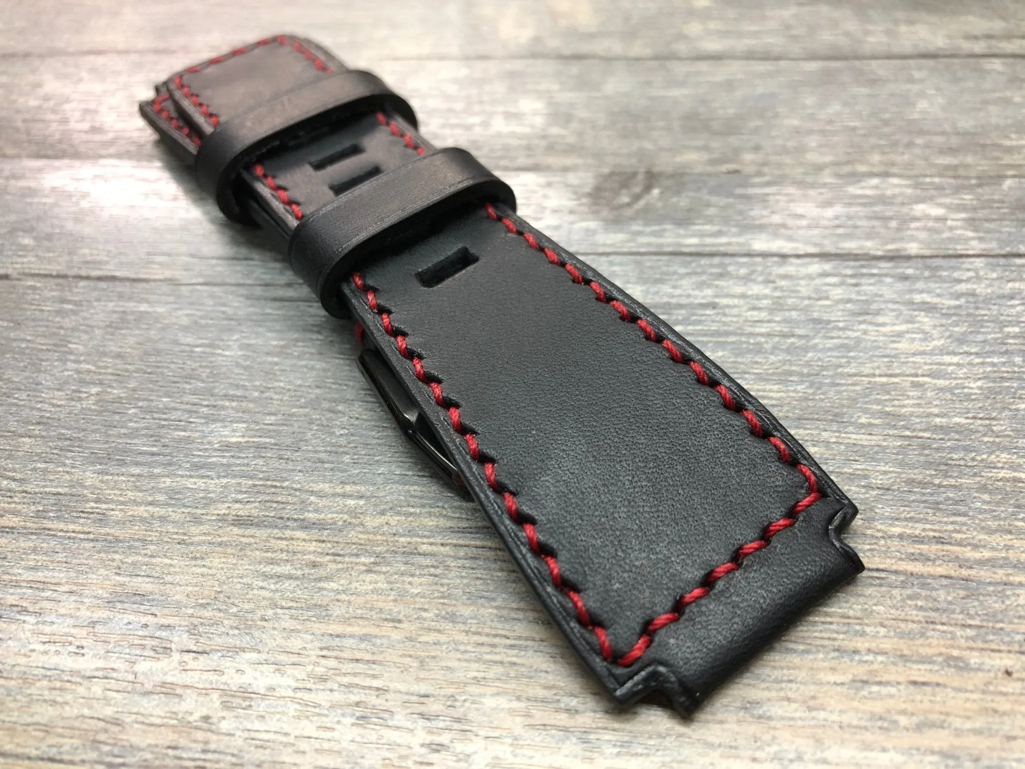 Bell & Ross Watch Straps, Black Leather Watch Bands and Leather Watch Straps - Red Stitching
