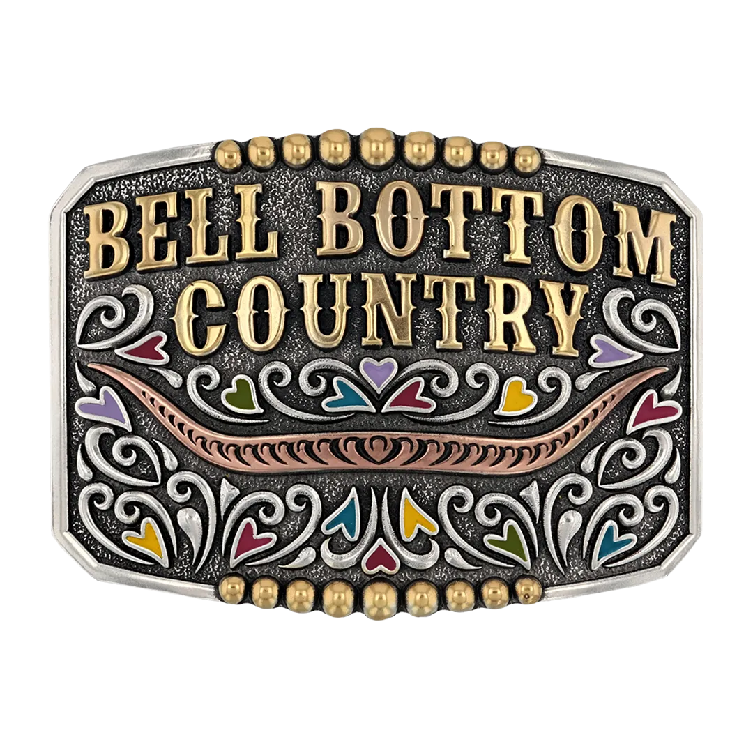 Bell Bottom Country Belt Buckle (Heart Accent)