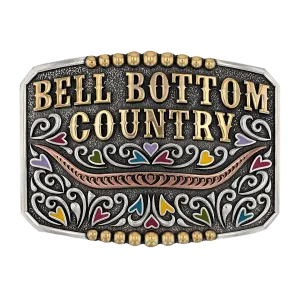 Bell Bottom Country Belt Buckle (Heart Accent)