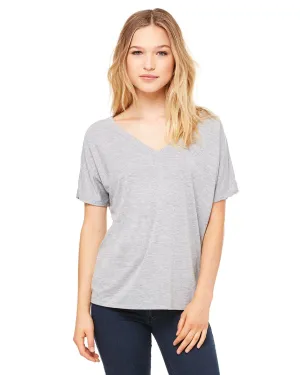 Bella Canvas Ladies Flowy Simple V-Neck T-Shirt | Athletic Heather