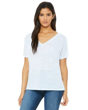 Bella Canvas Ladies Flowy Simple V-Neck T-Shirt | Blue Marble