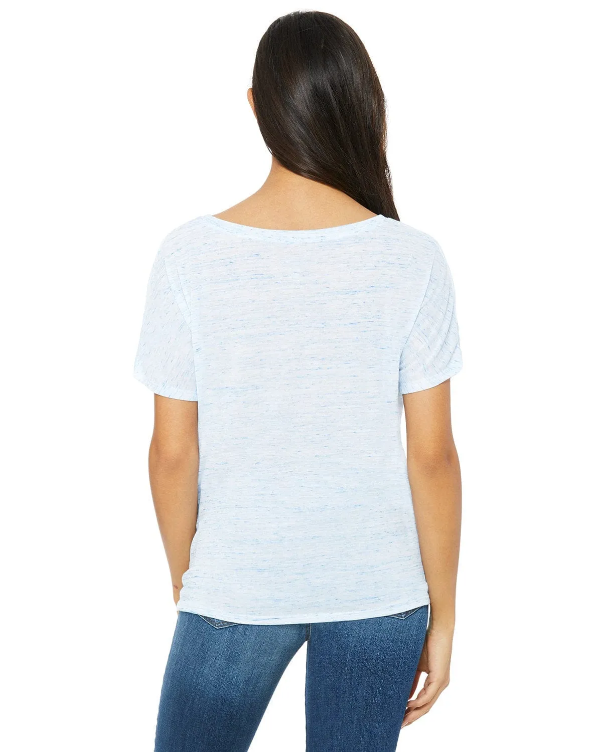 Bella Canvas Ladies Flowy Simple V-Neck T-Shirt | Blue Marble