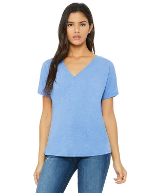 Bella Canvas Ladies Flowy Simple V-Neck T-Shirt | Blue Triblend