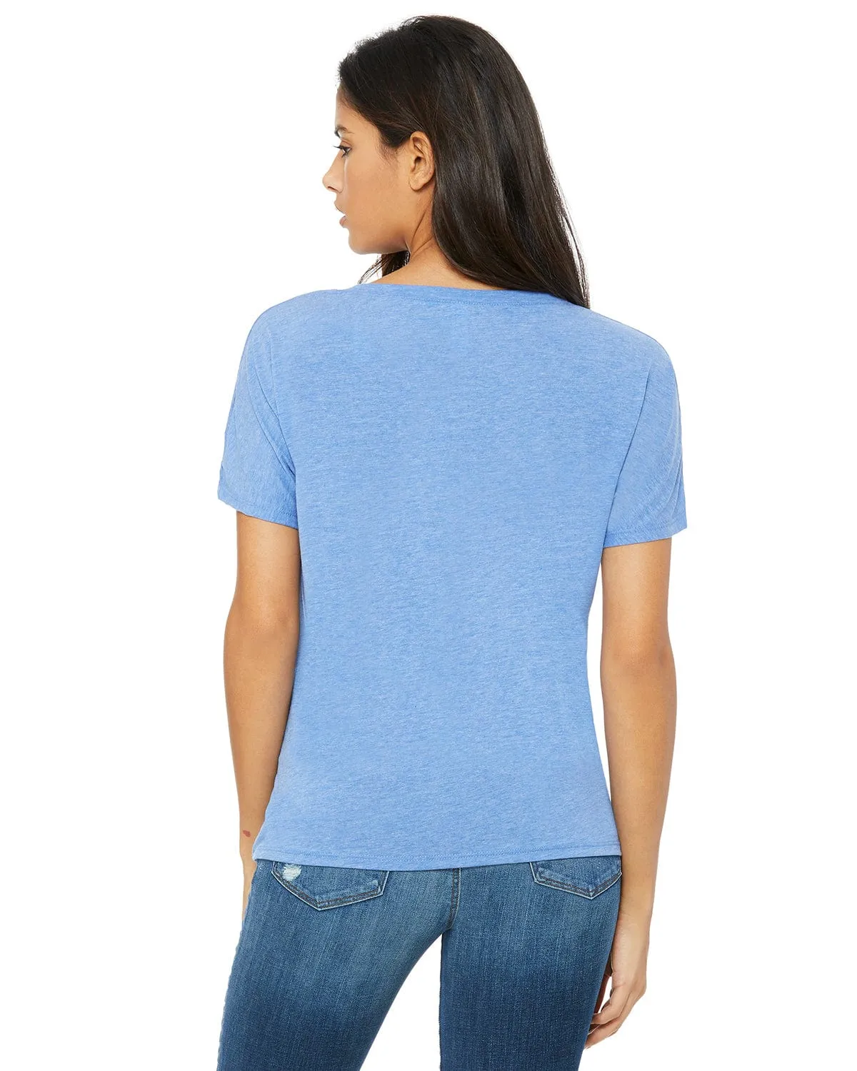 Bella Canvas Ladies Flowy Simple V-Neck T-Shirt | Blue Triblend