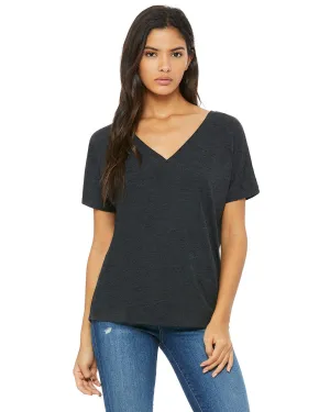 Bella Canvas Ladies Flowy Simple V-Neck T-Shirt | Char-black Tribd