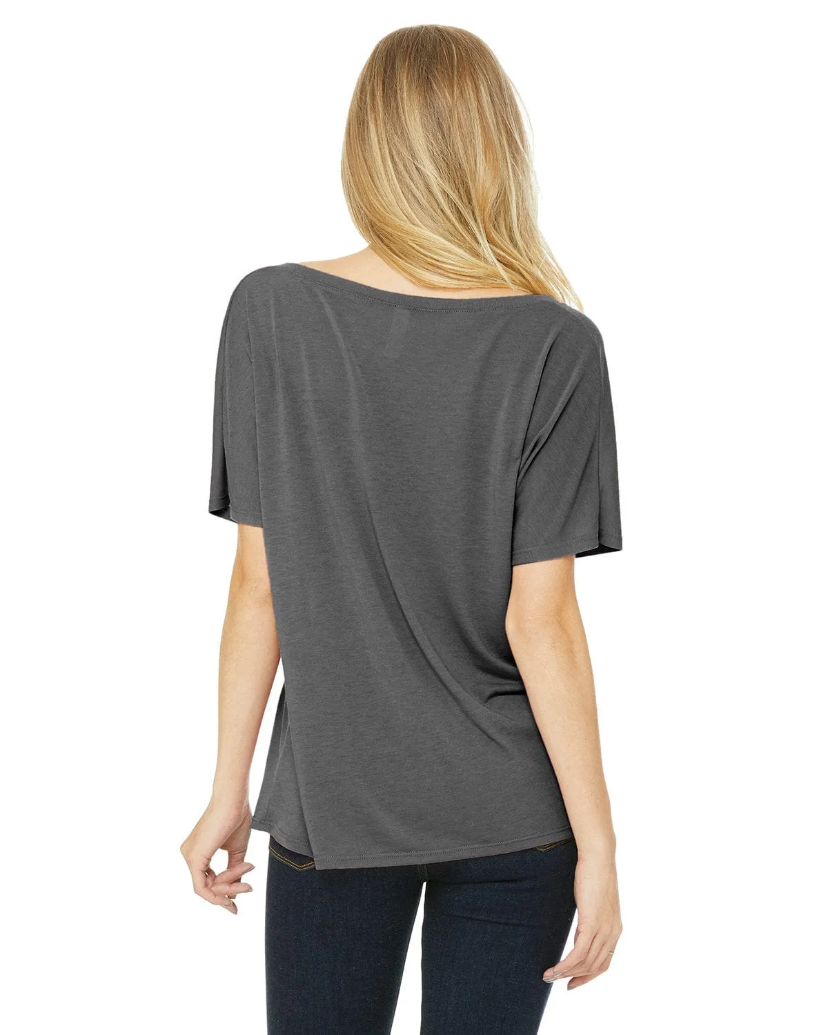 Bella Canvas Ladies Flowy Simple V-Neck T-Shirt | Grey Triblend