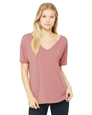 Bella Canvas Ladies Flowy Simple V-Neck T-Shirt | Mauve
