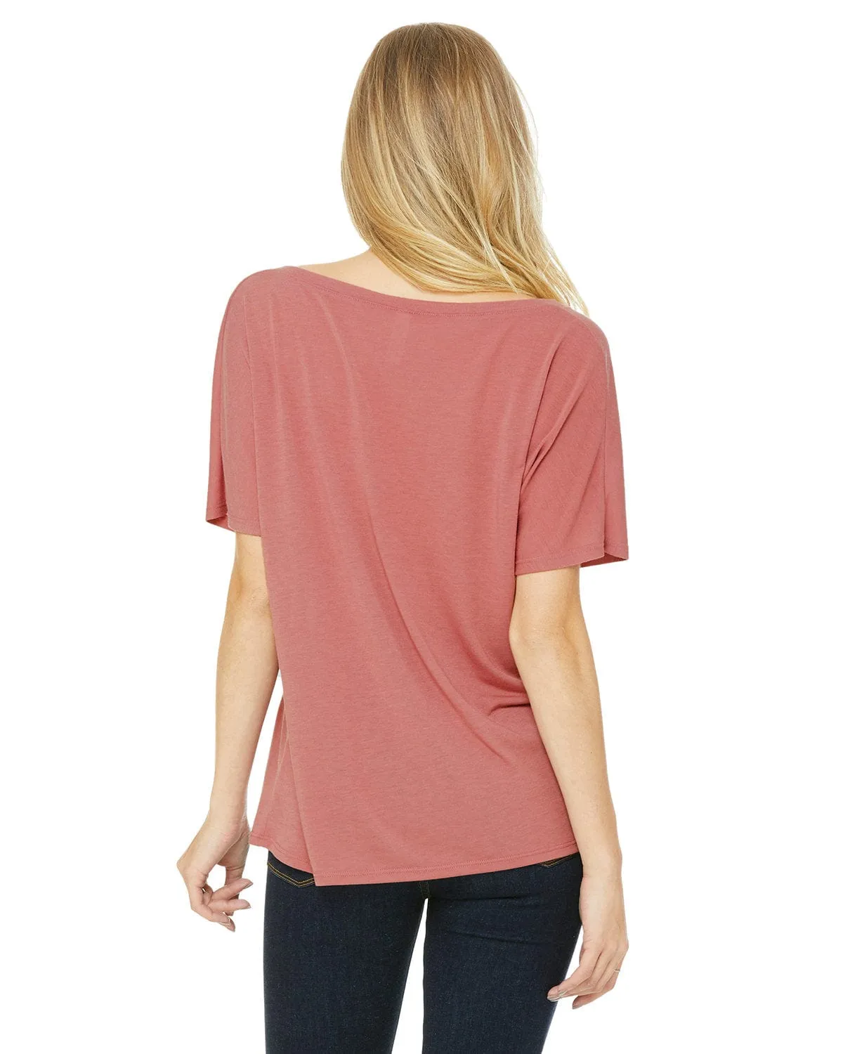 Bella Canvas Ladies Flowy Simple V-Neck T-Shirt | Mauve