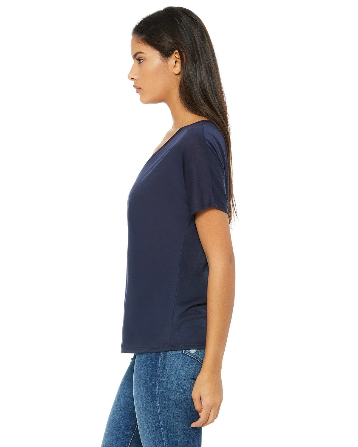 Bella Canvas Ladies Flowy Simple V-Neck T-Shirt | Midnight