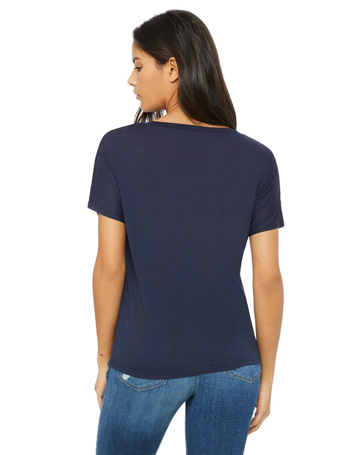 Bella Canvas Ladies Flowy Simple V-Neck T-Shirt | Midnight